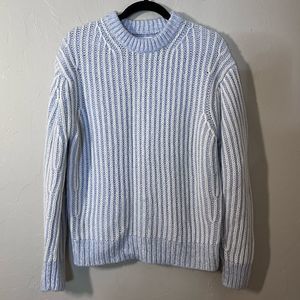 ELIZABETH & James White & Light Blue Stripe Sweater size M